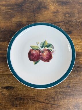 Casuals Teal-Rim Apple Motif Desert Plates Set Of 5